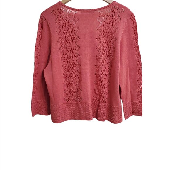Peruvian Connection Womens Chaco Lace Knit Pima Cotton Cardigan XL Point… - Picture 2 of 12